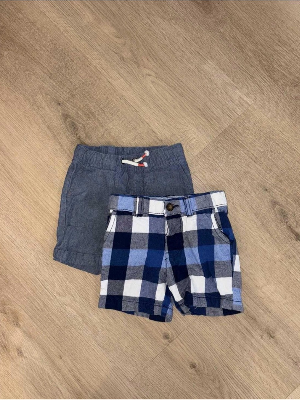 Cat & Jack Boys' Blue Chambray and Blue Plaid Shorts Set